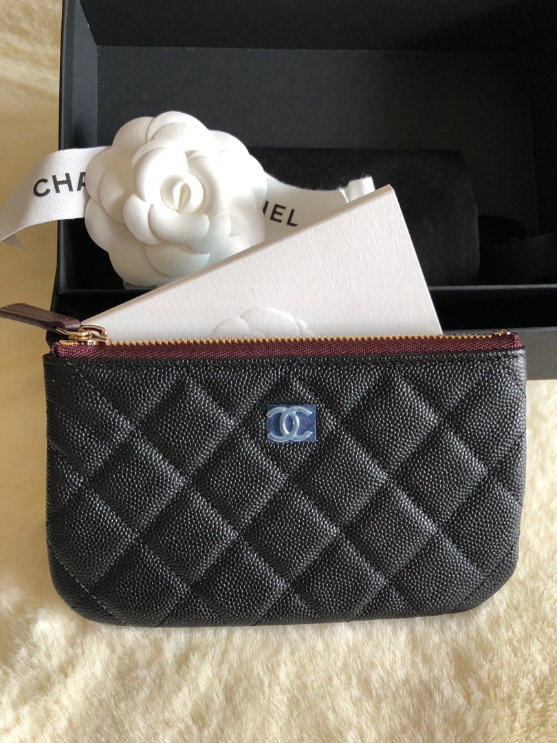 Chanel Mini O Case Zip Pouch Black Caviar Gold Hardware