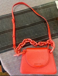 Charles & Keith Chunky Chain Link Shoulder / Sling bag - RED