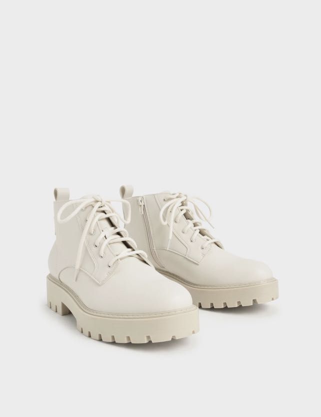 White booties lace up shop
