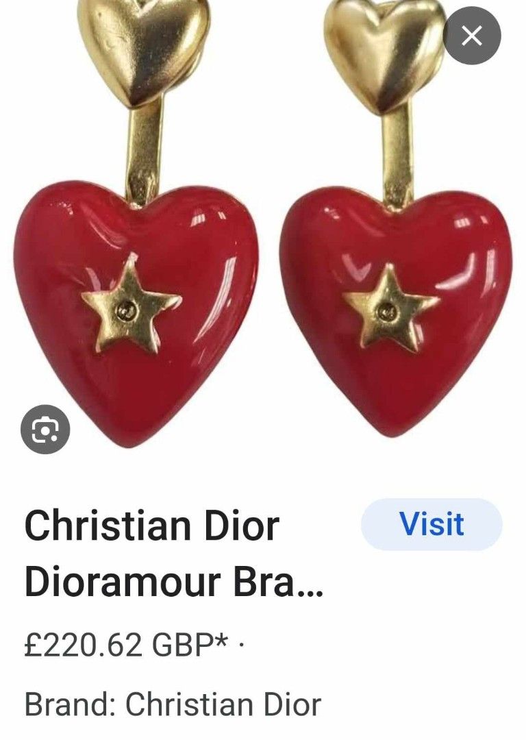 Dior red top heart earrings