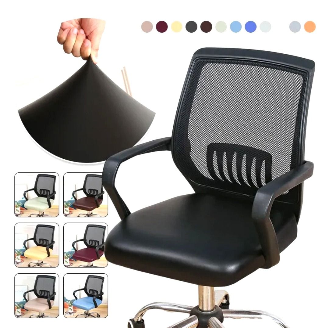Computer Office Chair Black Seat Cover PU Leather Waterproof for Sale 4 Left Furniture Home Living Furniture Chairs on Carousell