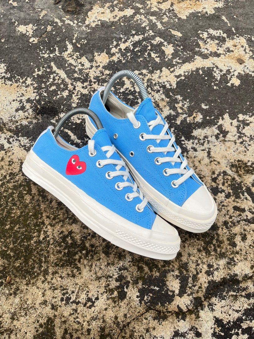 Converse cdg play bright blue second Fesyen Wanita Sepatu di