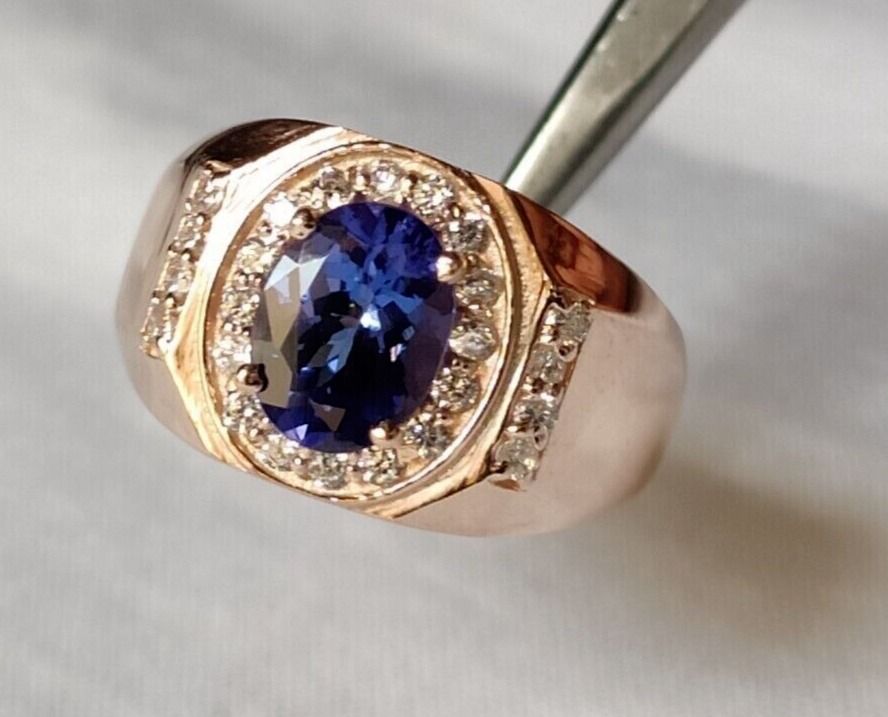 Luxury Designs Custom Made Men s Luxury Natural Tanzanite Ring Basic 925 w 18k Plated. Upgrade 10k 14k 18k Suitable for US Size 9 10 11 12 13