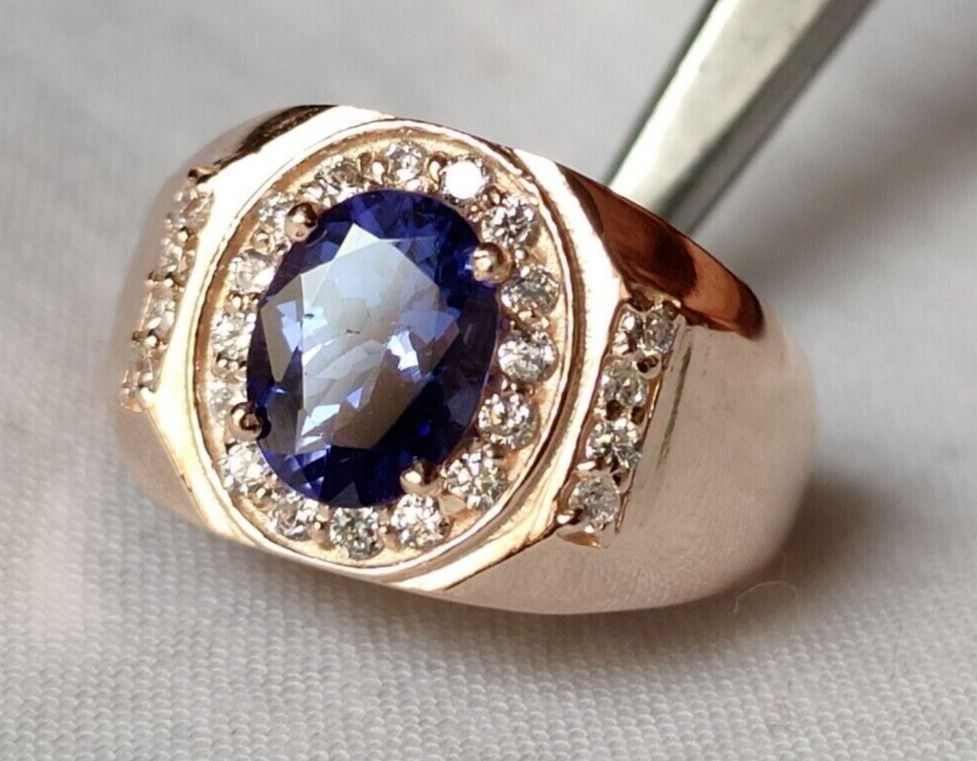 Luxury Designs Custom Made Men s Luxury Natural Tanzanite Ring Basic 925 w 18k Plated. Upgrade 10k 14k 18k Suitable for US Size 9 10 11 12 13