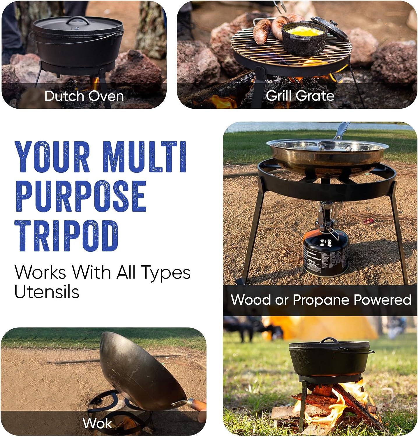 Diliboz Campfire Tripod for Dutch Oven 2.0 Camping Tripod for Cooking