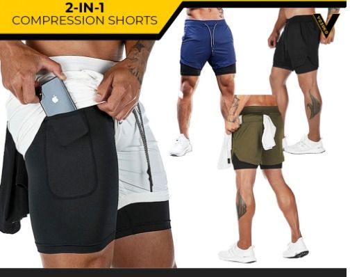 Double layer workout shorts online