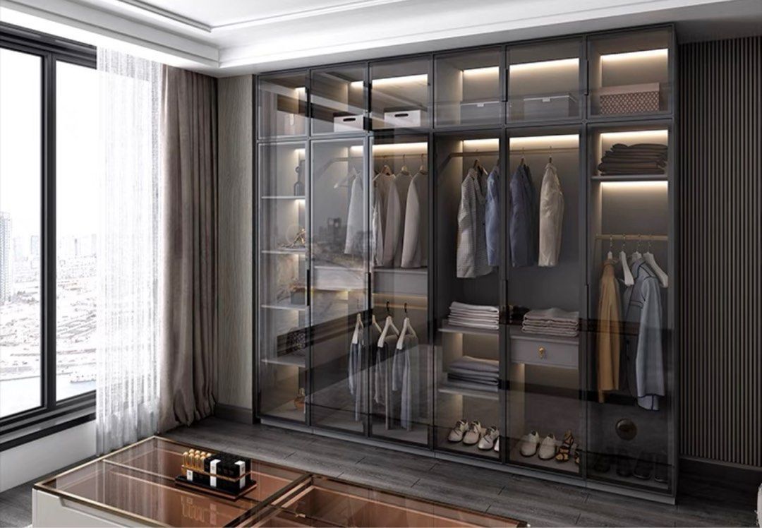 EBUE Modern Glass LED Wardrobe, Furniture & Home Living, Furniture ...