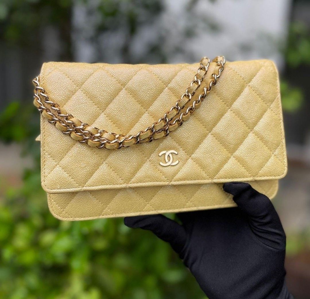 CHANEL Caviar Quilted Wallet On Chain WOC Beige 1244038