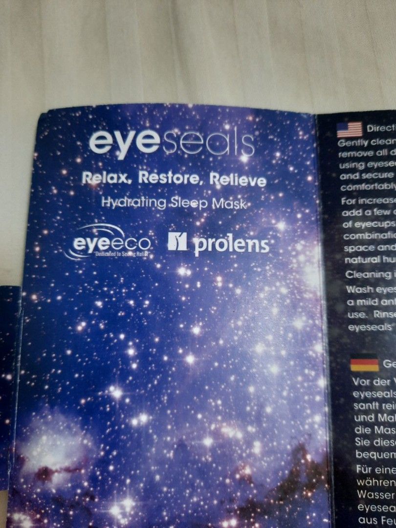 Eyeseals 4.0 hydrating sleep mask (clear) for dry eyes, Men's Fashion