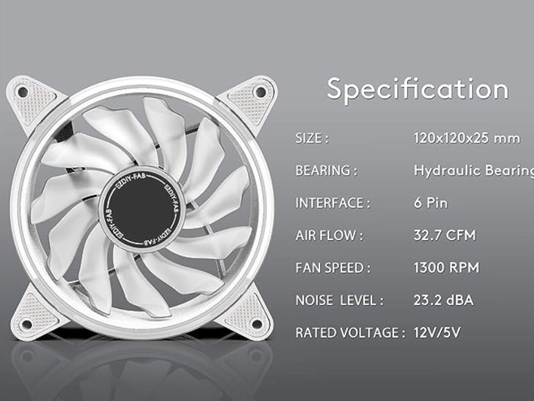 EZDIYFAB ARGB 120mm Case Fans,Motherboard Aura Sync Fan,High Airflow