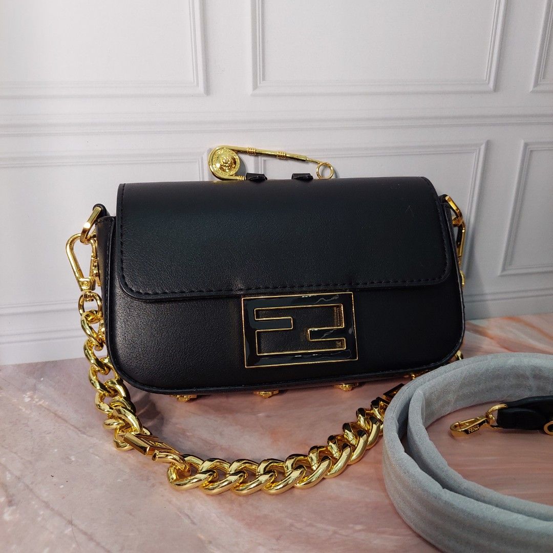 Fendi Mini Shoulder Bag Crossbody Bag Black Gold