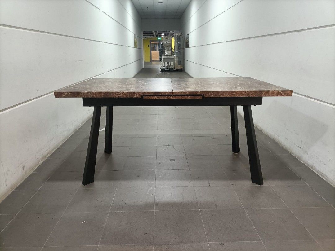 FORDA Extendable Dining Table in BROWN MARBLE LAMINATE MDF, Furniture