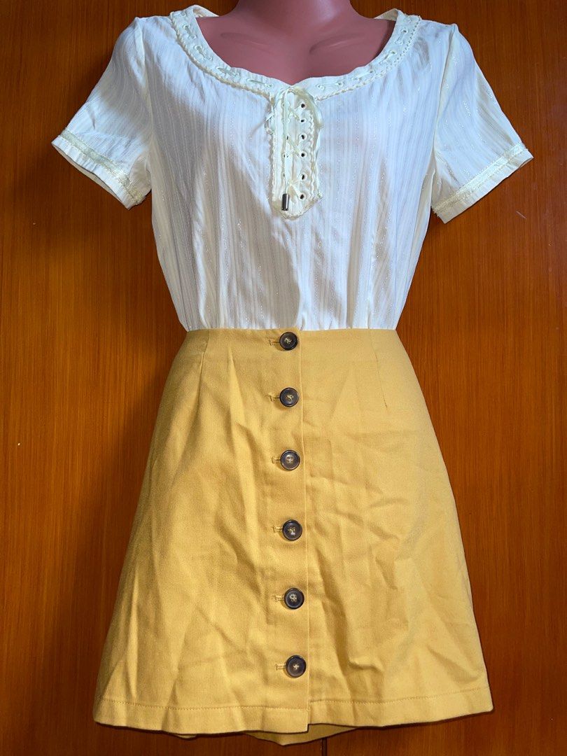 Mustard yellow skirt top forever 21