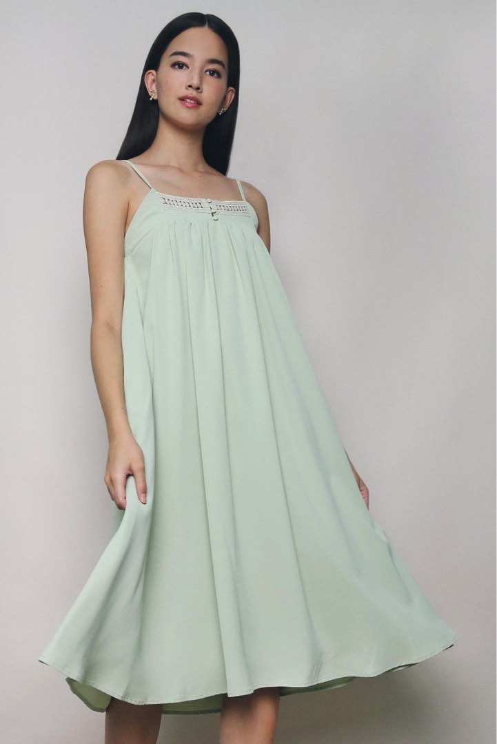 chinese dress ladies Juliene Black Satin Midi Dress w/ Slit main image 1
