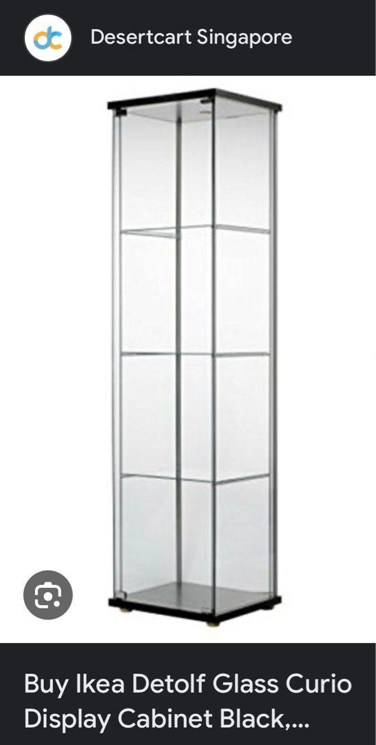 Ikea detolf glass curio top display cabinet black
