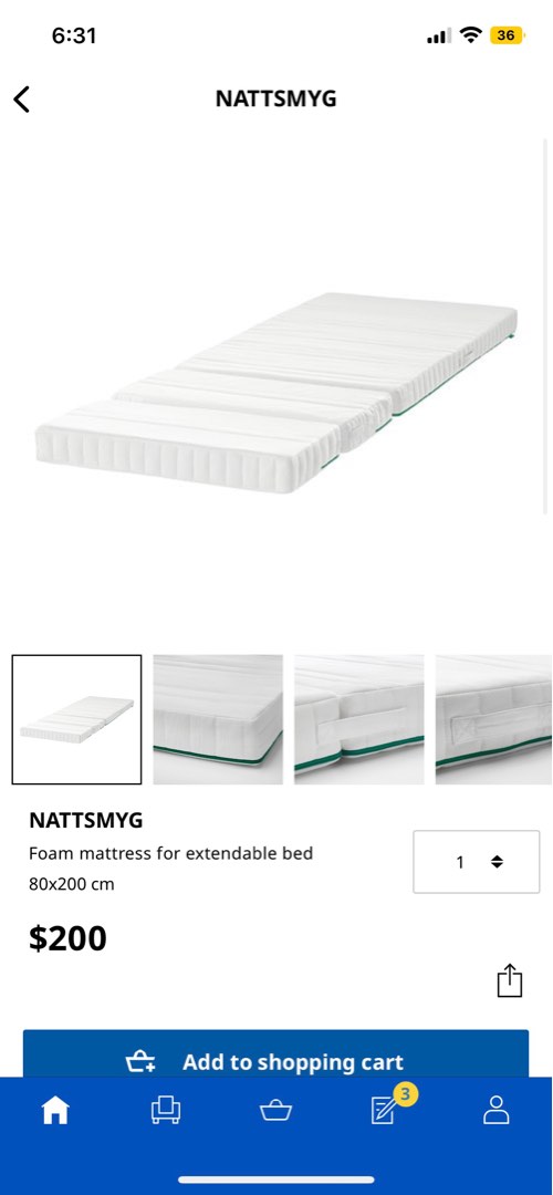 Ikea Foam Mattress for Extendable Bed, Furniture & Home Living