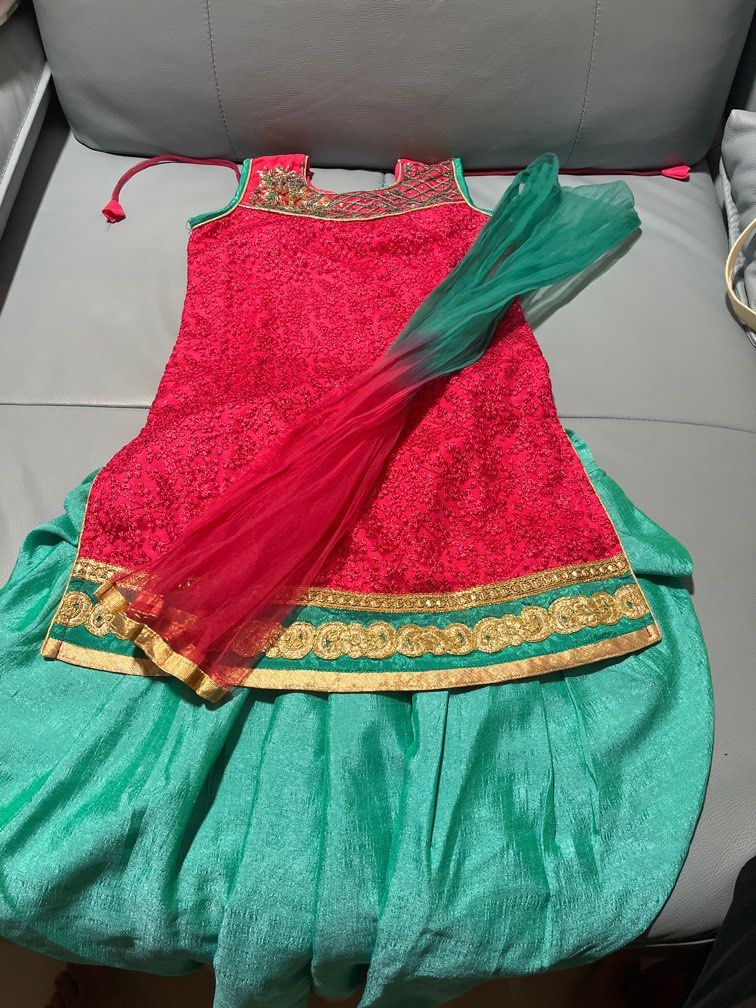 Girls South Indian Stitched Lehenga Choli Saree Model Pattu Pavadai Pattu  Langa Kids Girls Saree