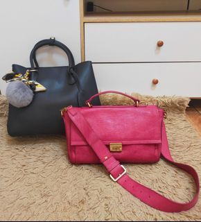 Italy Coccinelle Pink Leather Ostrich Skin Like Style Mini 