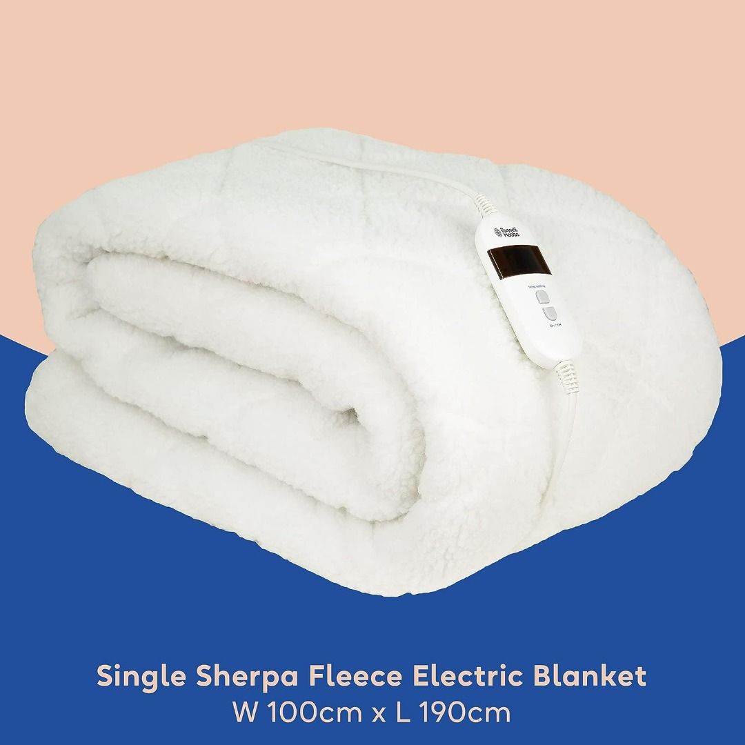 J051) RUSSELL HOBBS ELECTRIC BLANKET, LUXURY SHERPA FLEECE HEATED