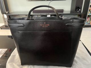 Kate Spade New York Staci Large Laptop Tote Leather Handbag Black wkru7099
