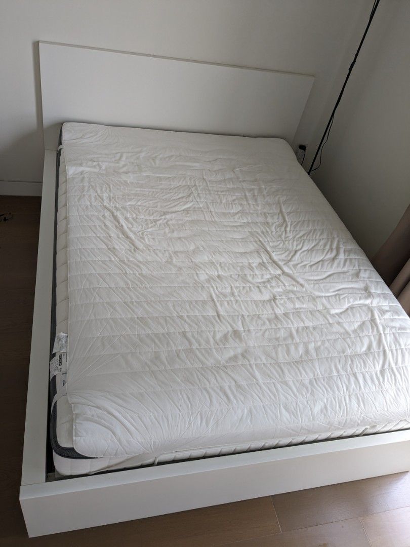 Queen size IKEA storage bed and mattress, Furniture & Home Living