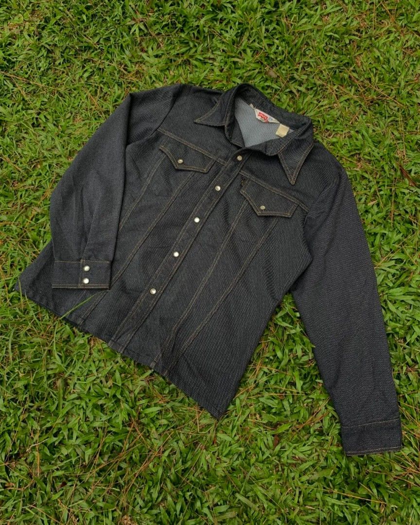 Longshirt Levis Dacron Vintage 1970 Pearl Snap Button Western, Not Lee