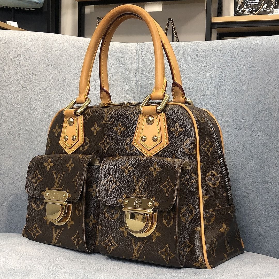 LOUIS VUITTON Monogram Manhattan PM Handbag GHW Women s Fashion