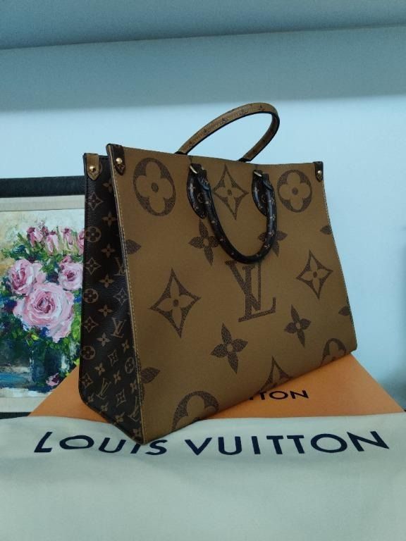 Louis Vuitton Tote OntheGo GM Bag Giant Reverse Monogram Tote Bag