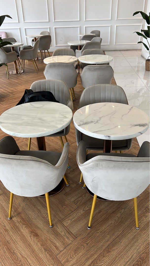 Marble tables and chairs, Furniture & Home Living, Furniture, Tables