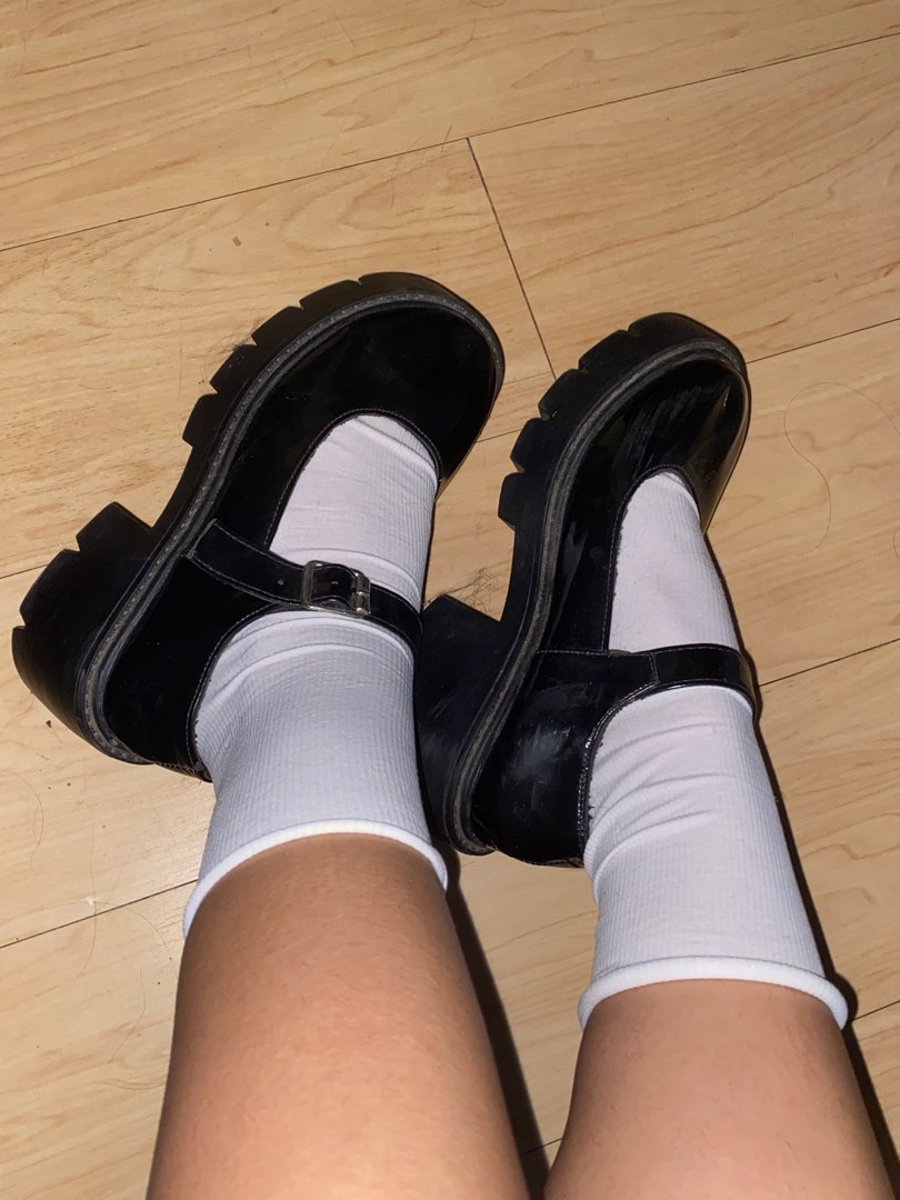 glossy mary janes