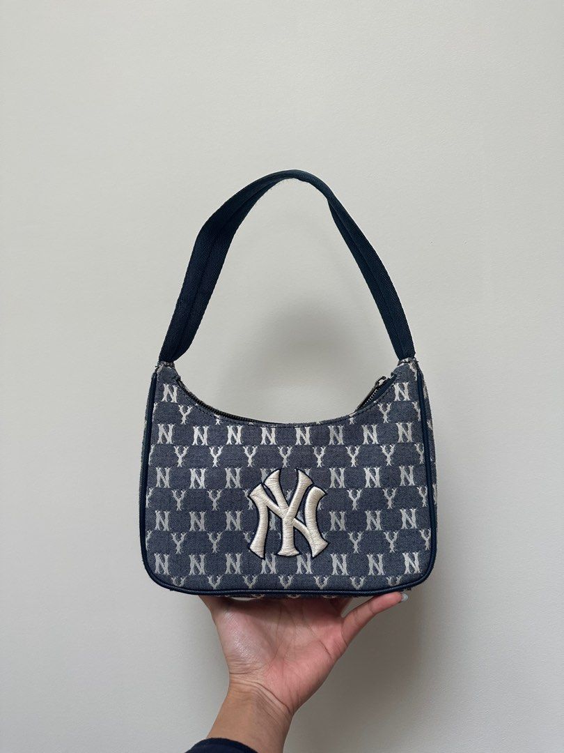 MLB Nylon New Boston Red Sox Hobo Bag Hand Bag MLB Logo Shoulder Bag - Khaki