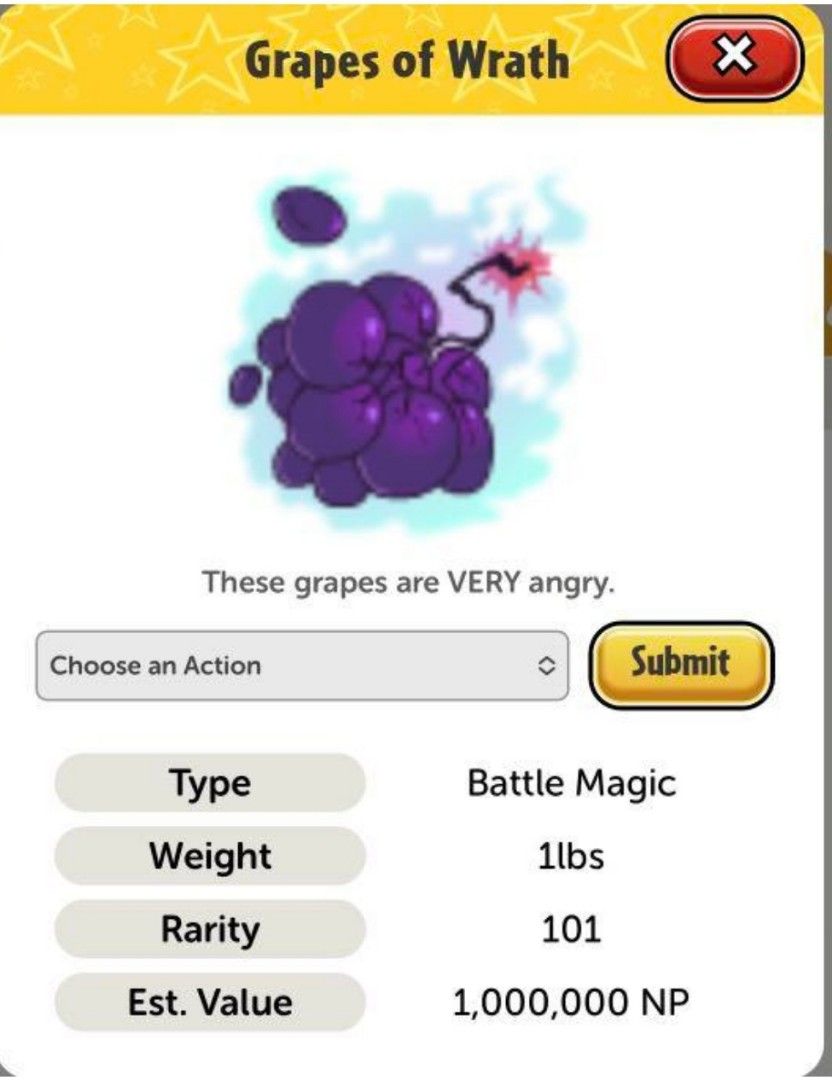 Neopets Battledome Item Grapes of Wrath, Video Gaming, Video Games