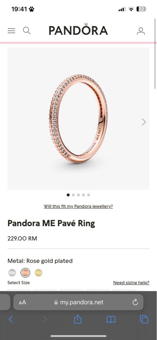 Pandora ME Pavé Ring size 56 comes with box also, Women's Fashion