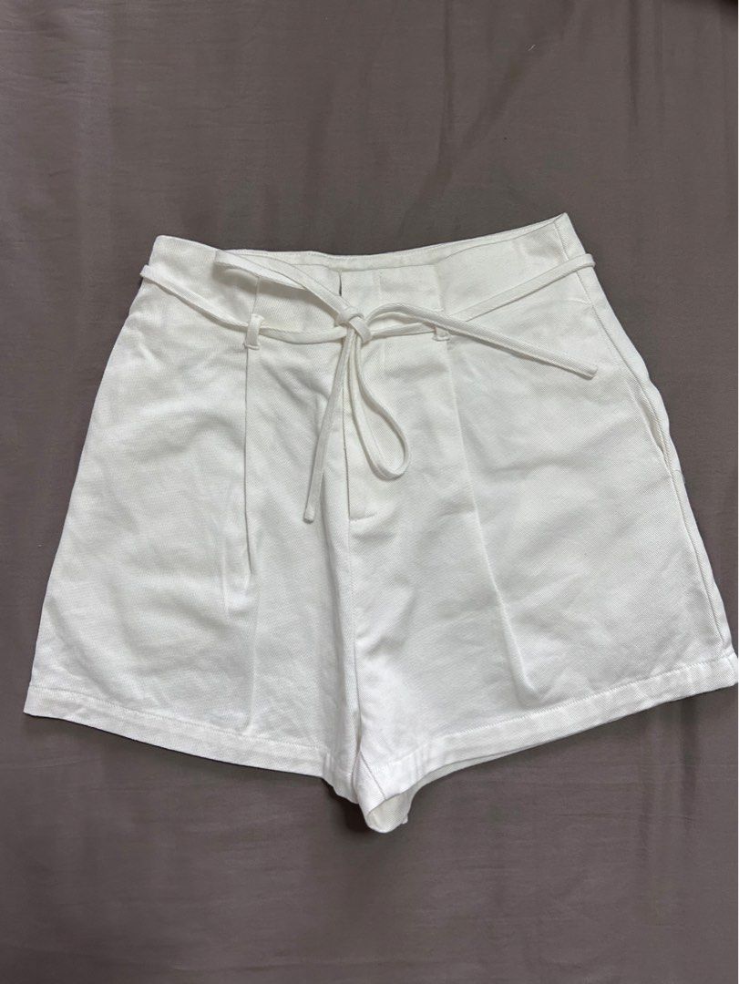 White high waisted tie hotsell shorts