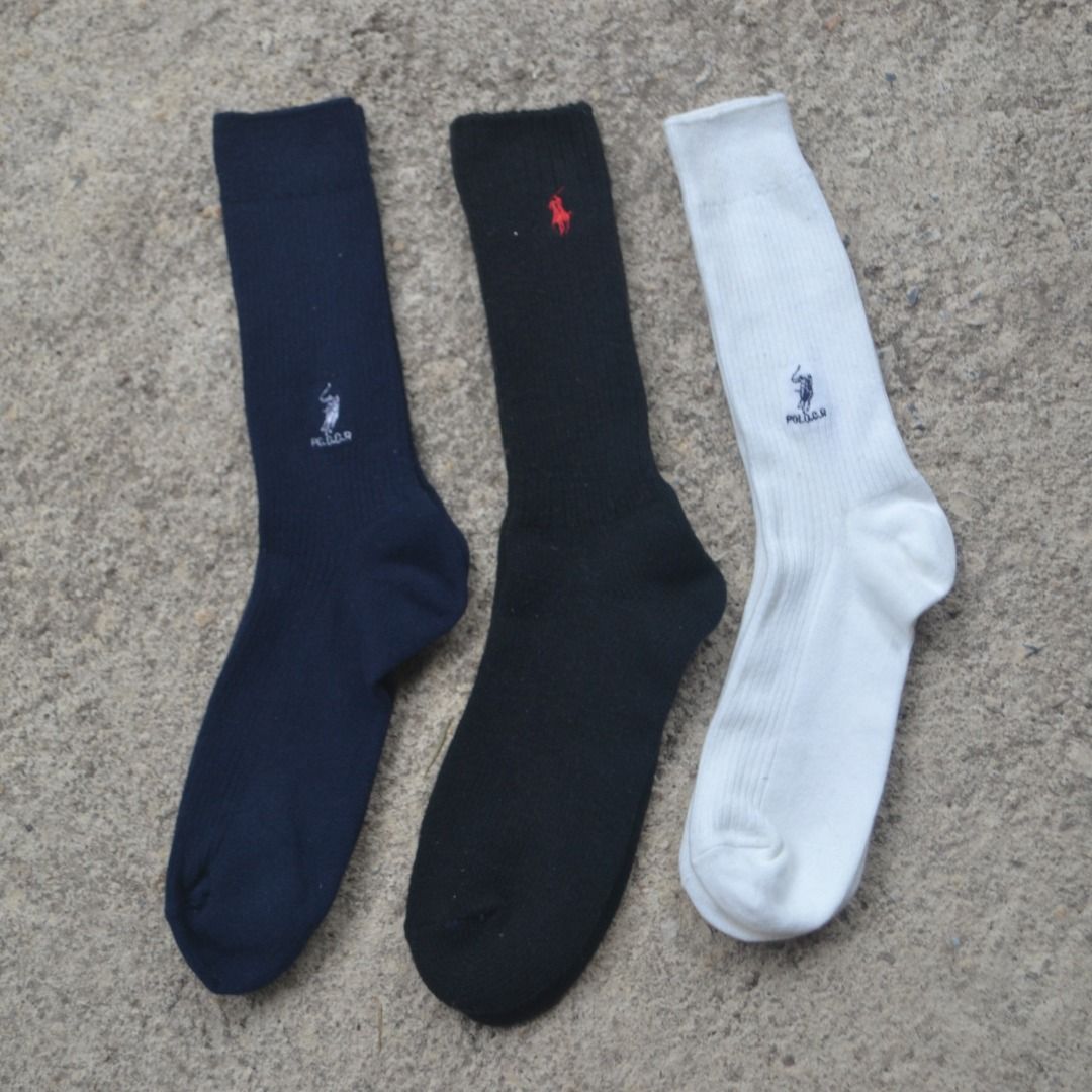 Polo Socks 3pair Long Cut White Black Navy Blue Men s Fashion