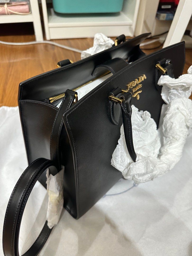 Prada Borsa A Mano Saffiano Soft C Nero Luxury Bags Wallets on Carousell
