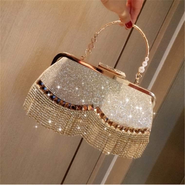 Gold diamond clearance clutch bag