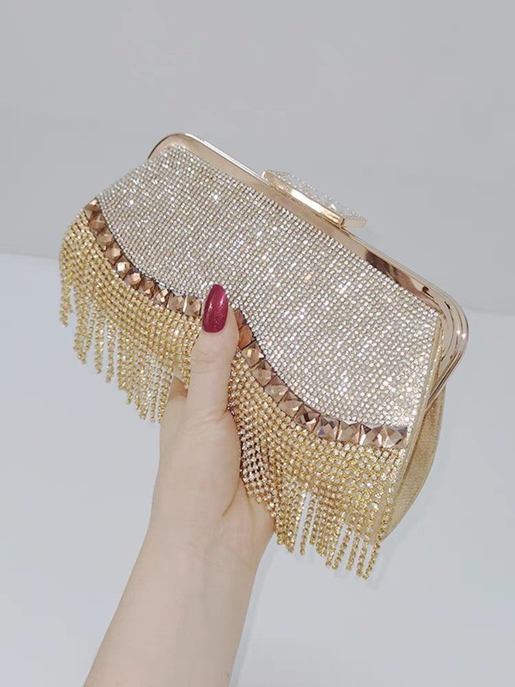 Gold diamond on sale clutch bag