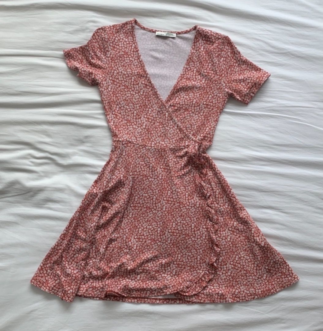 Red v hotsell neck mini dress