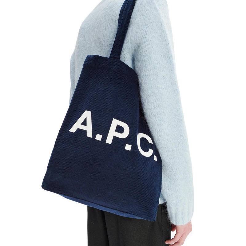[SALE] APC Corduroy Tote Bag in Navy Blue on Carousell