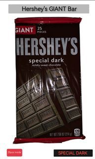 SALE! Hershey's SPECIAL DARK Mildly Sweet Chocolate BIG/ GIANT 1 BAR