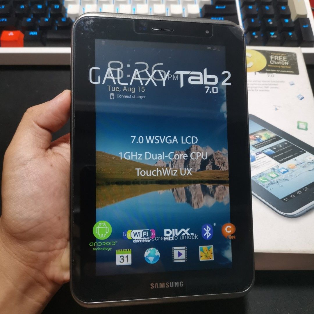 SAMSUNG Galaxy Tab 2 7.0 GT-P3100 | Item Code: 10873 (Category: Android) located in Caloocan City. Submitted by christian.montalban (Listing ID 1249194114, Image 1). Description: SAMSUNG Galaxy Tab 2 7.0 GT-P3100 | Item Code: 10873 Price: P2,599.00 Color: Titanium Silver 16GB ROM | 1GB RAM 7" WSVGA LCD Display 4,000 mAh Li-Ion Non-Removable Battery OS: Android 4.1.2 Package: Tablet, Manual, and Box Only.