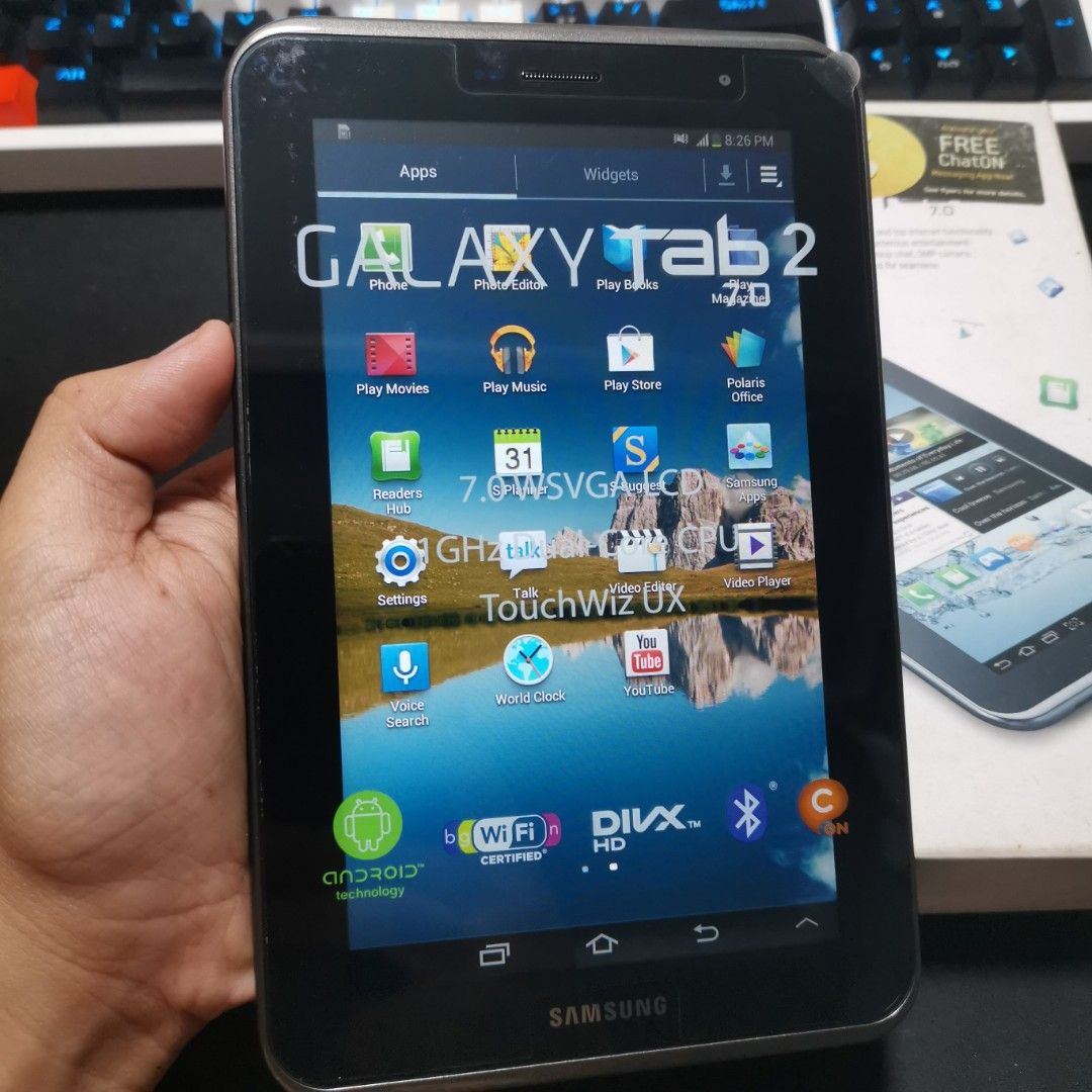 SAMSUNG Galaxy Tab 2 7.0 GT-P3100 | Item Code: 10873 (Category: Android) located in Caloocan City. Submitted by christian.montalban (Listing ID 1249194114, Image 3). Description: SAMSUNG Galaxy Tab 2 7.0 GT-P3100 | Item Code: 10873 Price: P2,599.00 Color: Titanium Silver 16GB ROM | 1GB RAM 7" WSVGA LCD Display 4,000 mAh Li-Ion Non-Removable Battery OS: Android 4.1.2 Package: Tablet, Manual, and Box Only.