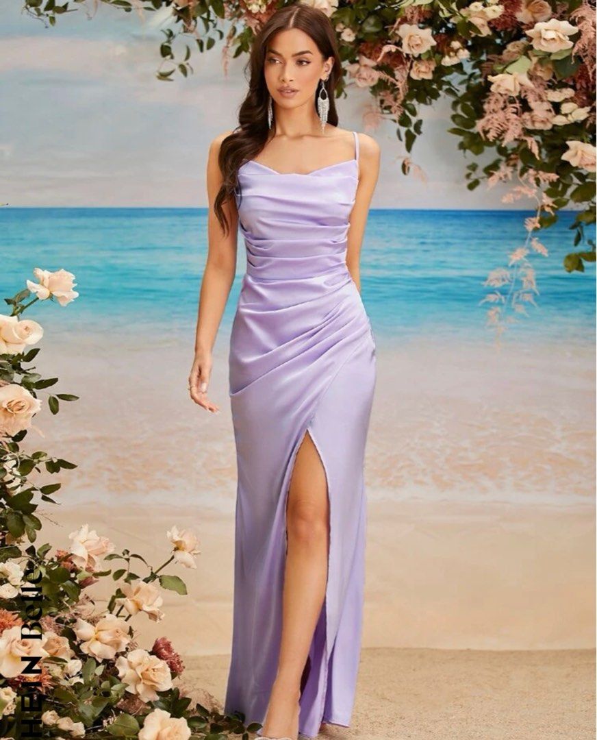 Lilac satin dress hot sale