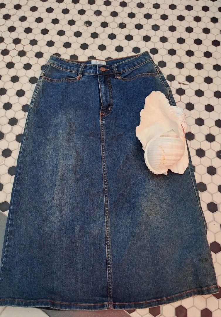 Seed a line top denim skirt