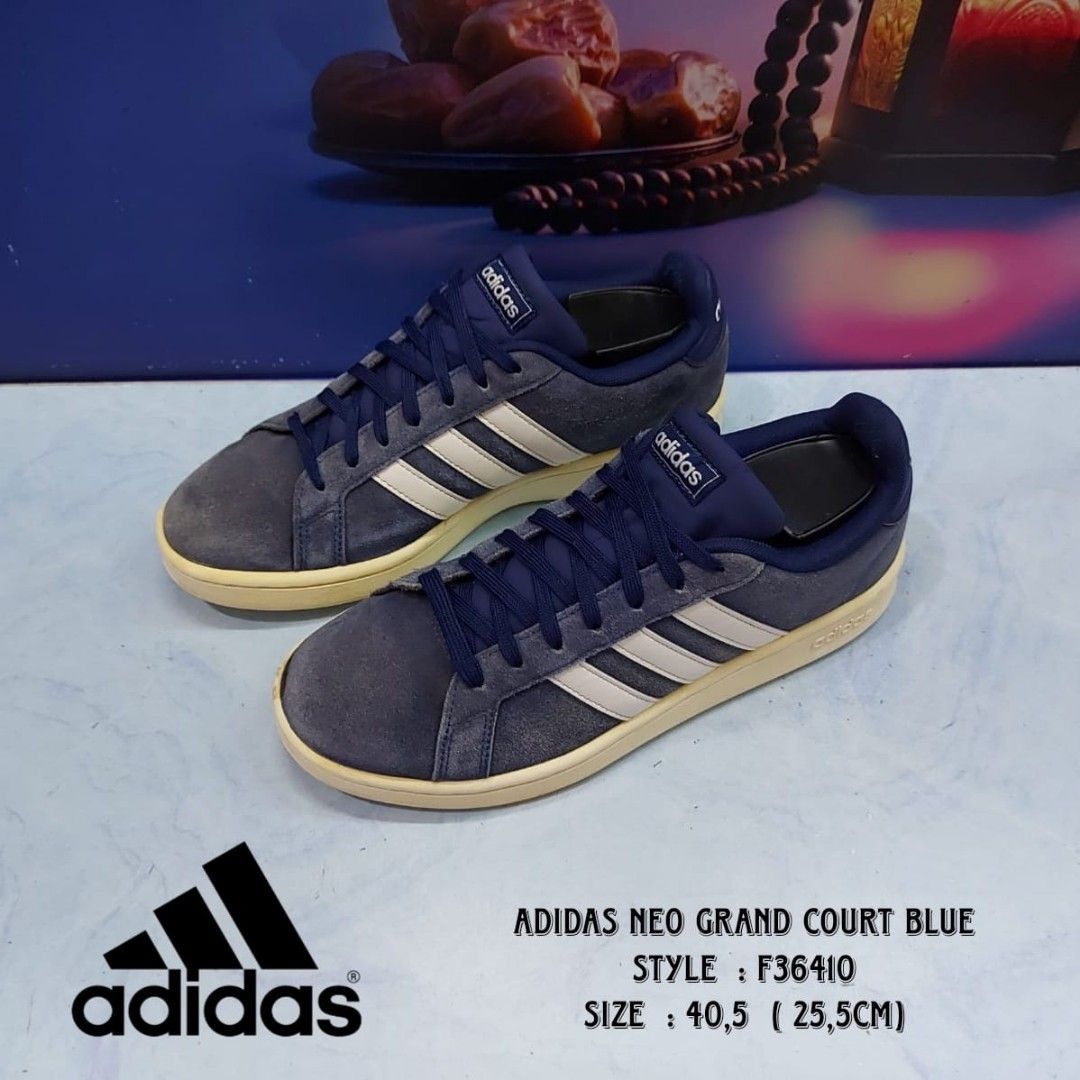 Sepatu Adidas Neo Grand Court Blue Suede F36410 Size 40 5