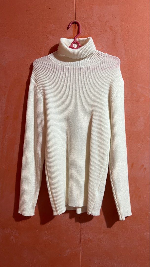 SHEIN MOD White Turtleneck Pullover Sweater