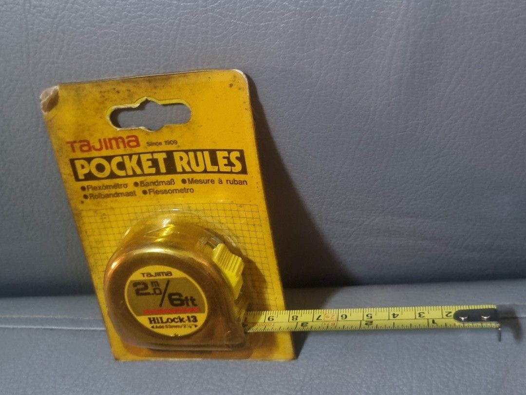 Tajima Pocket Rules mesuring tape 2M (Category: Home Improvement Tools & Accessories) located in Silang. Submitted by samflores2k4t7 (Listing ID 1249169596, Image 1). Description: For sale Tajima Pocket Rules mesuring tape HiLock 2m/6ft Brand new old stock.