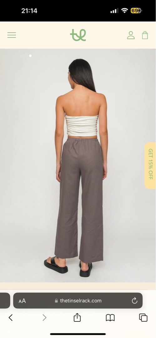 Kierra Drawstring Linen Pants (White)