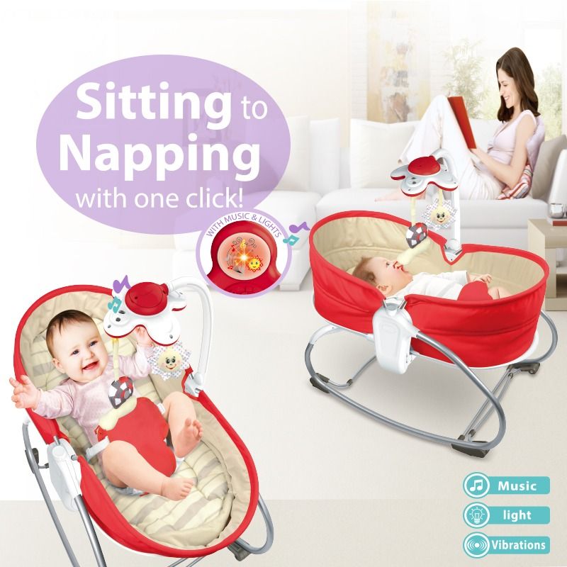 tiiBaby 3in1 Rocker Napper Swing Cradle Bed Rocking Chair with Music
